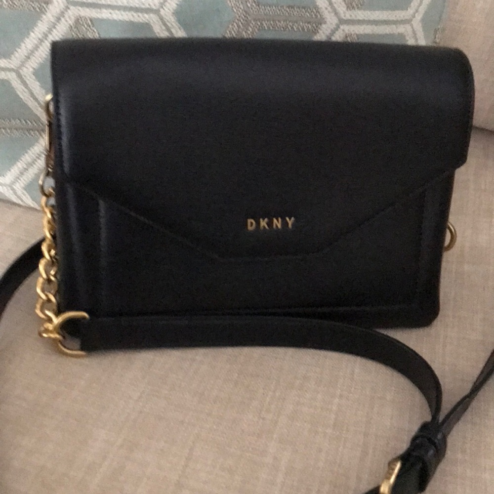 DKNY Black Crossbody Bag with Gold Hardware